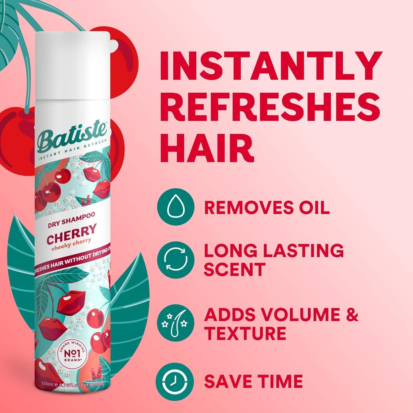 6 x Batiste Dry Shampoo Cherry 200mL