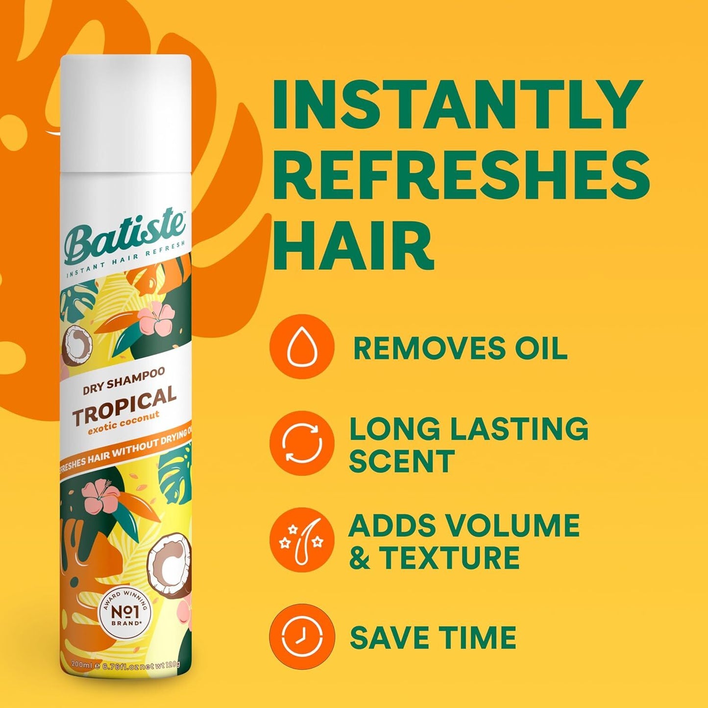 6 x Batiste Dry Shampoo Tropical 200mL