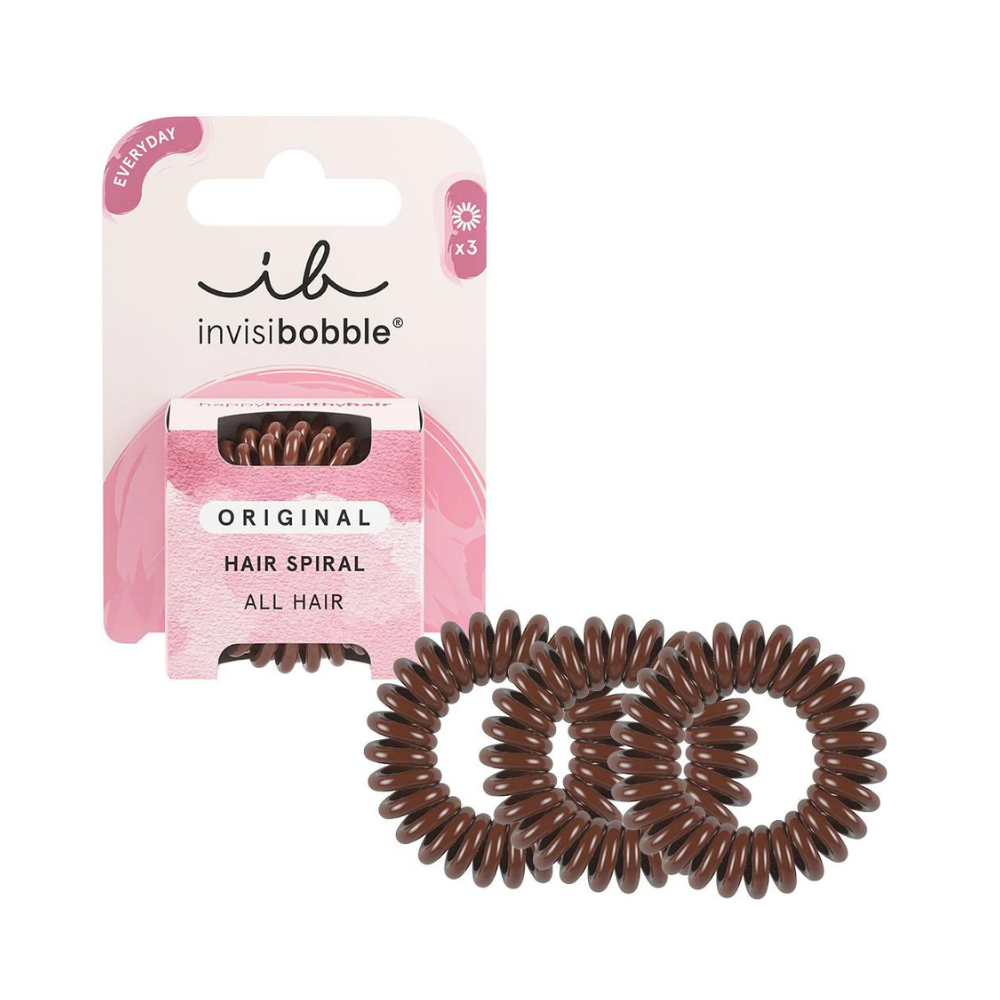 Invisibobble Original Spiral Traceless Hair Ties 3Pk - Pretzel Brown