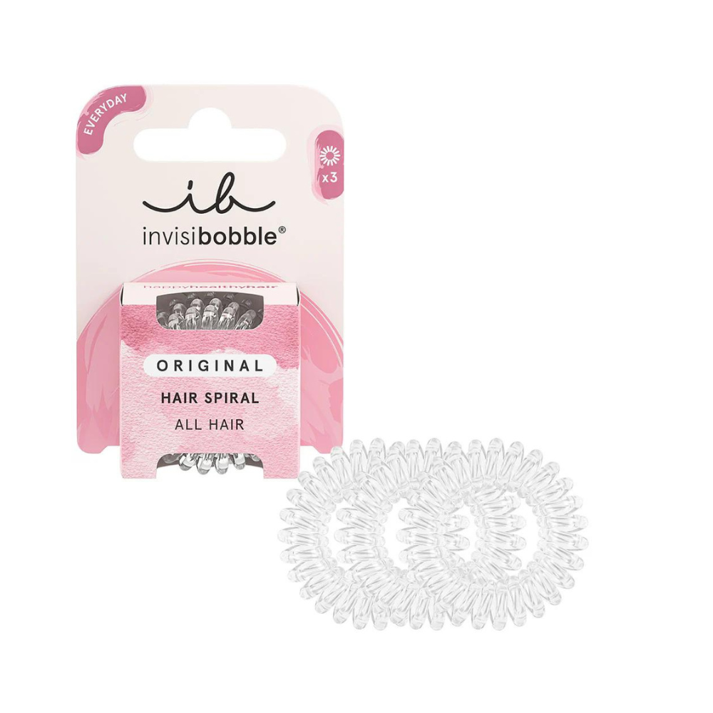 Invisibobble Original Spiral Traceless Hair Ties 3Pk - Crystal Clear