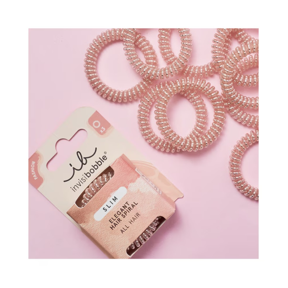 Invisibobble Slim Elegant Spiral Traceless Hair Ties 3Pk - Pink Monocle