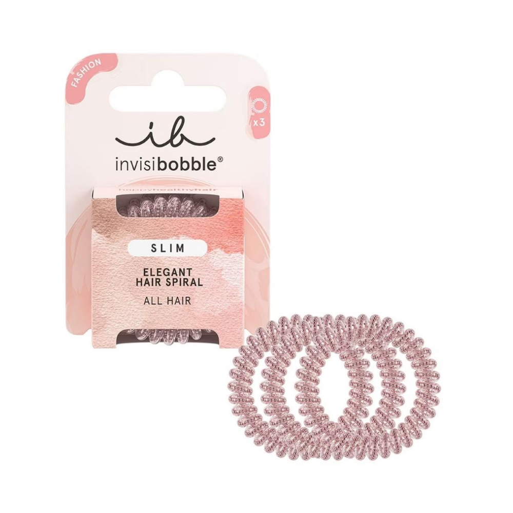 Invisibobble Slim Elegant Spiral Traceless Hair Ties 3Pk - Pink Monocle