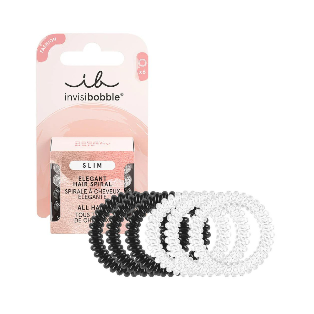 Invisibobble Slim Elegant Spiral Traceless Hair Ties 6Pk - Day and Night