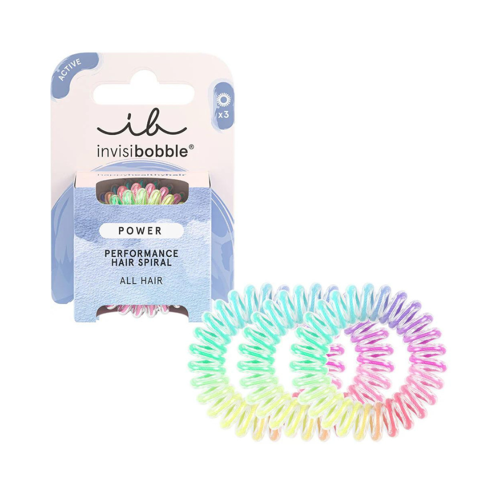 Invisibobble Power Sport Performance Hair Spiral Hair Ties 3Pk - Magic Rainbow