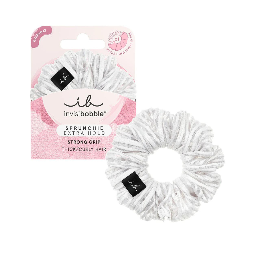 Invisibobble Sprunchie Extra Hold for Thick/Curly Hair Scrunchie - Pure White