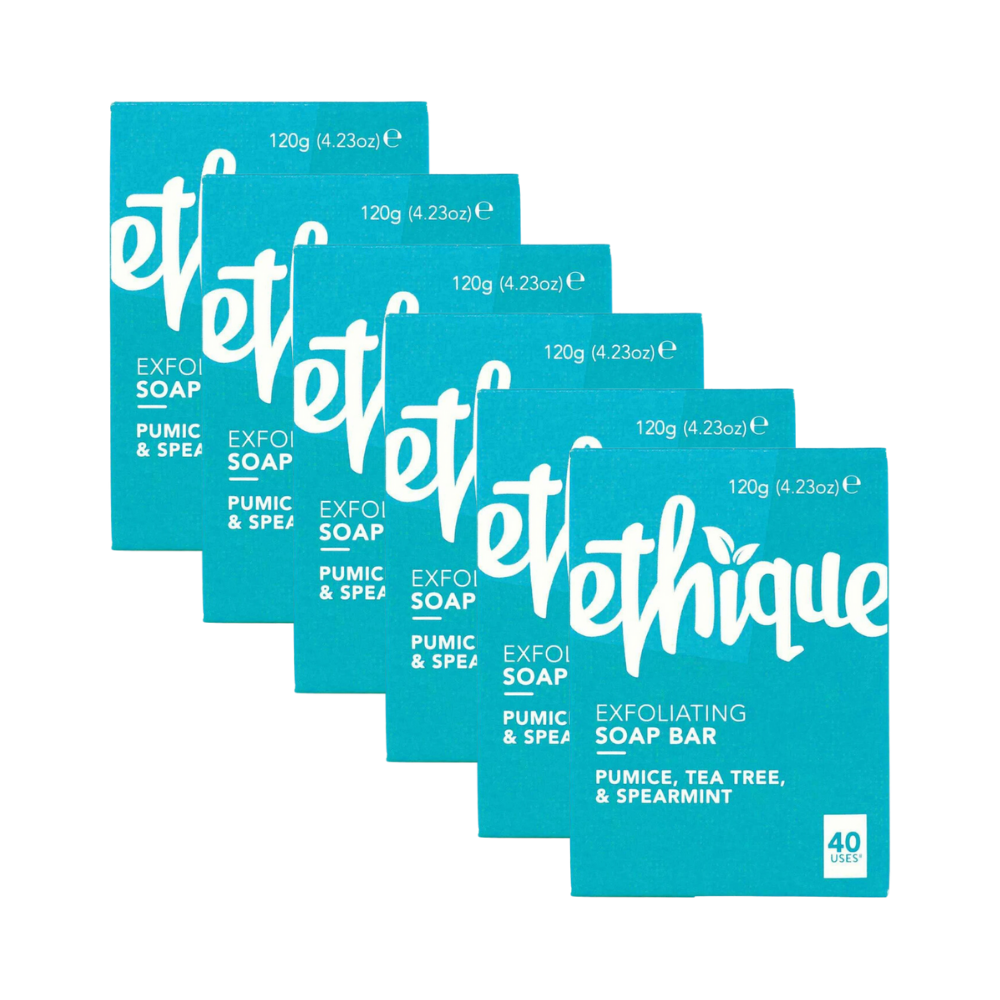 6 x Ethique Exfoliating Soap Bar Pumice, Tea Tree & Spearmint 120g