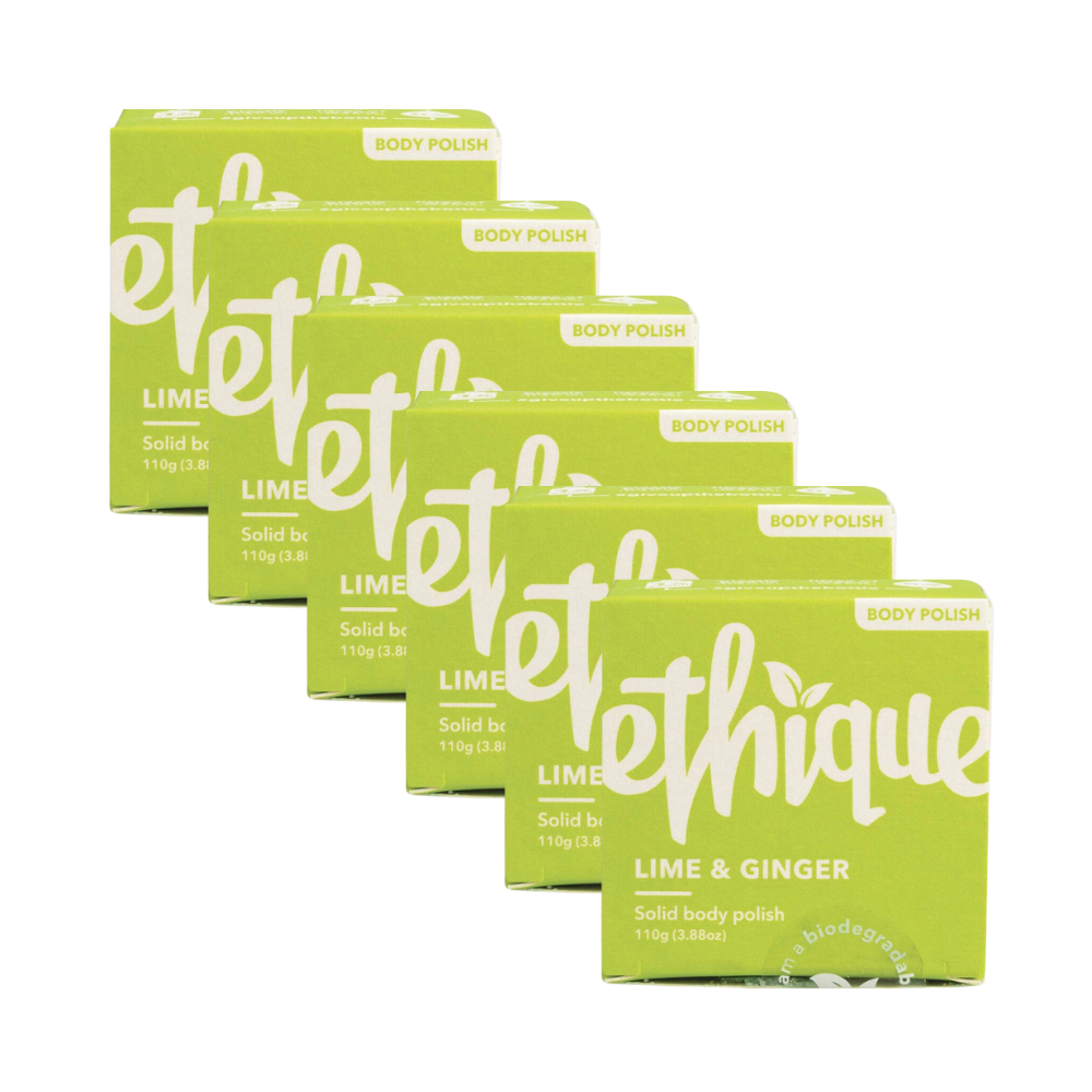 6 x Ethique Solid Body Polish Bar Lime & Ginger 110g