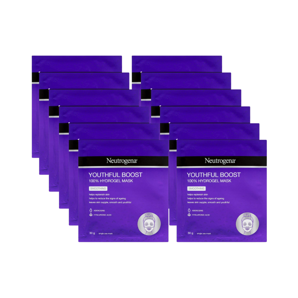 12 x Neutrogena Youthful Boost Smoothing 100% Hydrogel Mask 30g