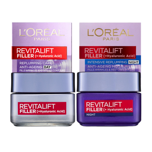 L'Oreal Paris Revitalift Filler +HA Anti-Ageing Replumping Day & Night Cream 50mL Duo