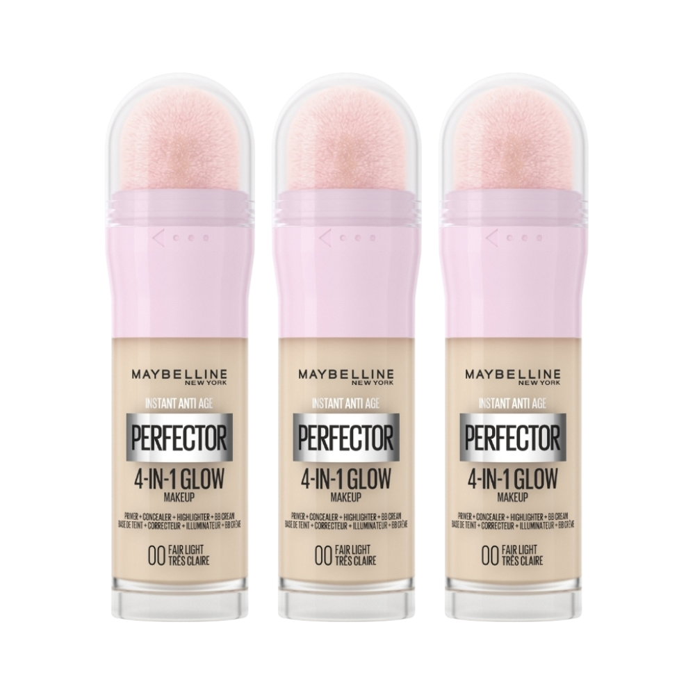 3 x Maybelline Instant Age Rewind Instant Perfector 4-In-1 Glow Makeup 20mL - 00 Fair/Light