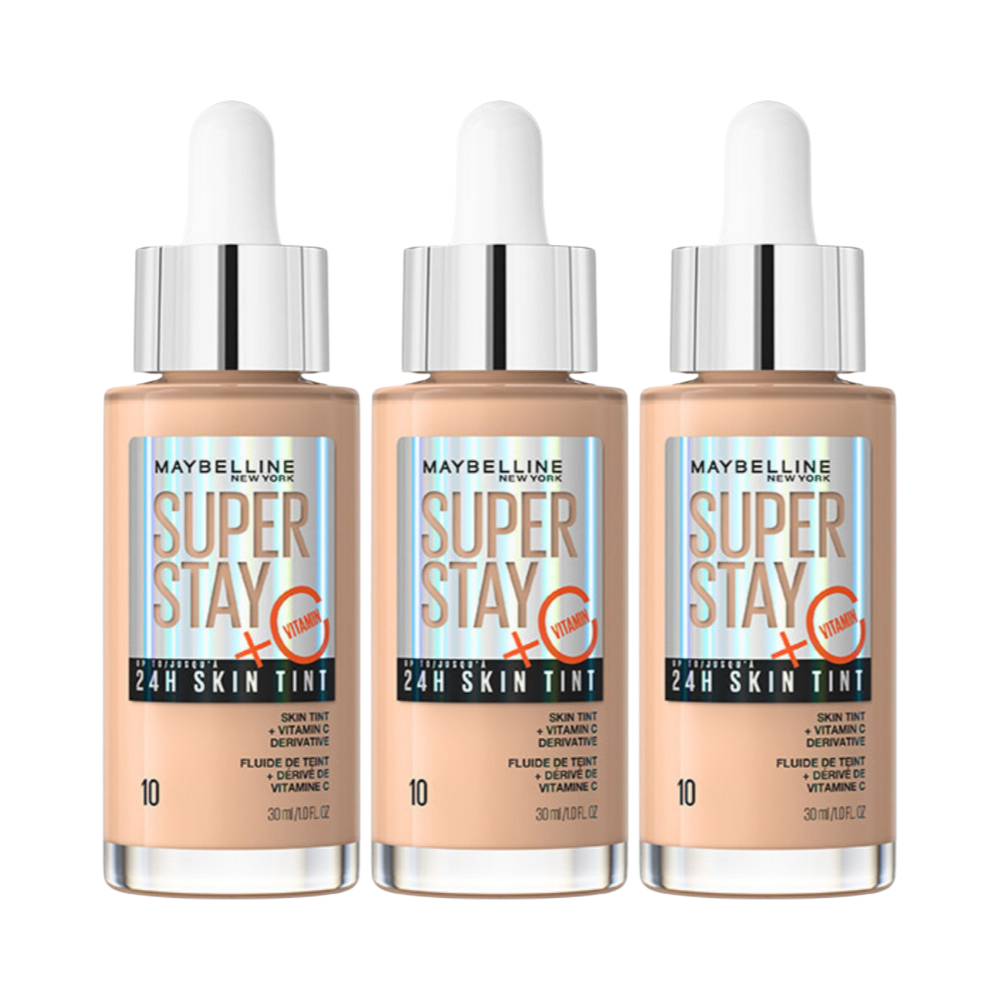 3 x Maybelline SuperStay 24 HR Skin Tint with Vitamin C 30mL - 10