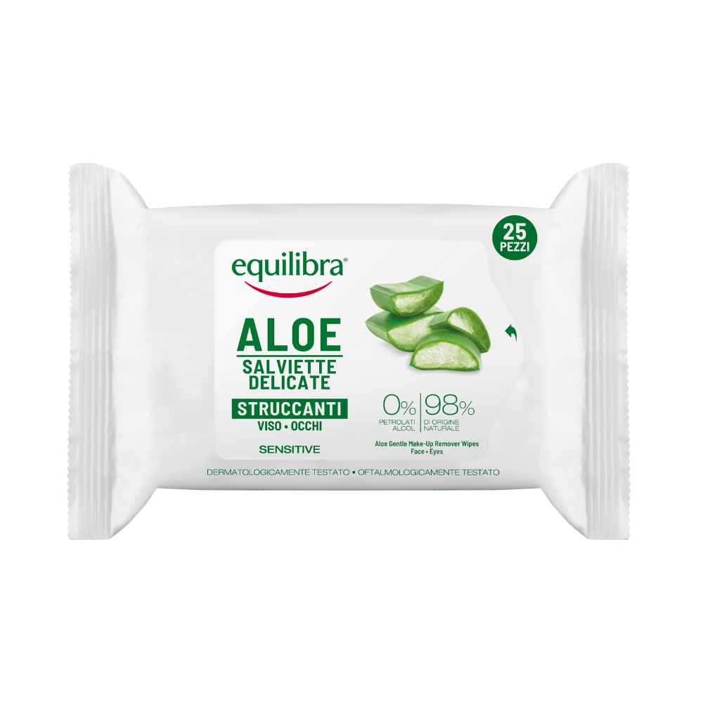 2 x Equilibra Aloe Vera Make-Up Remover Wipes 25 Pack