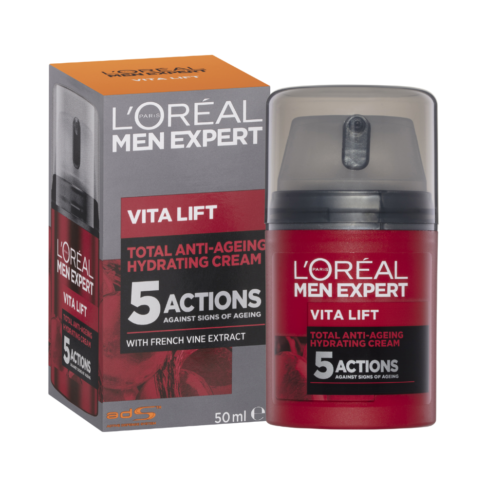 6 x L'Oreal Paris Men Expert Vita Lift Total Anti-Ageing Hydrating Moisturiser Cream 50mL