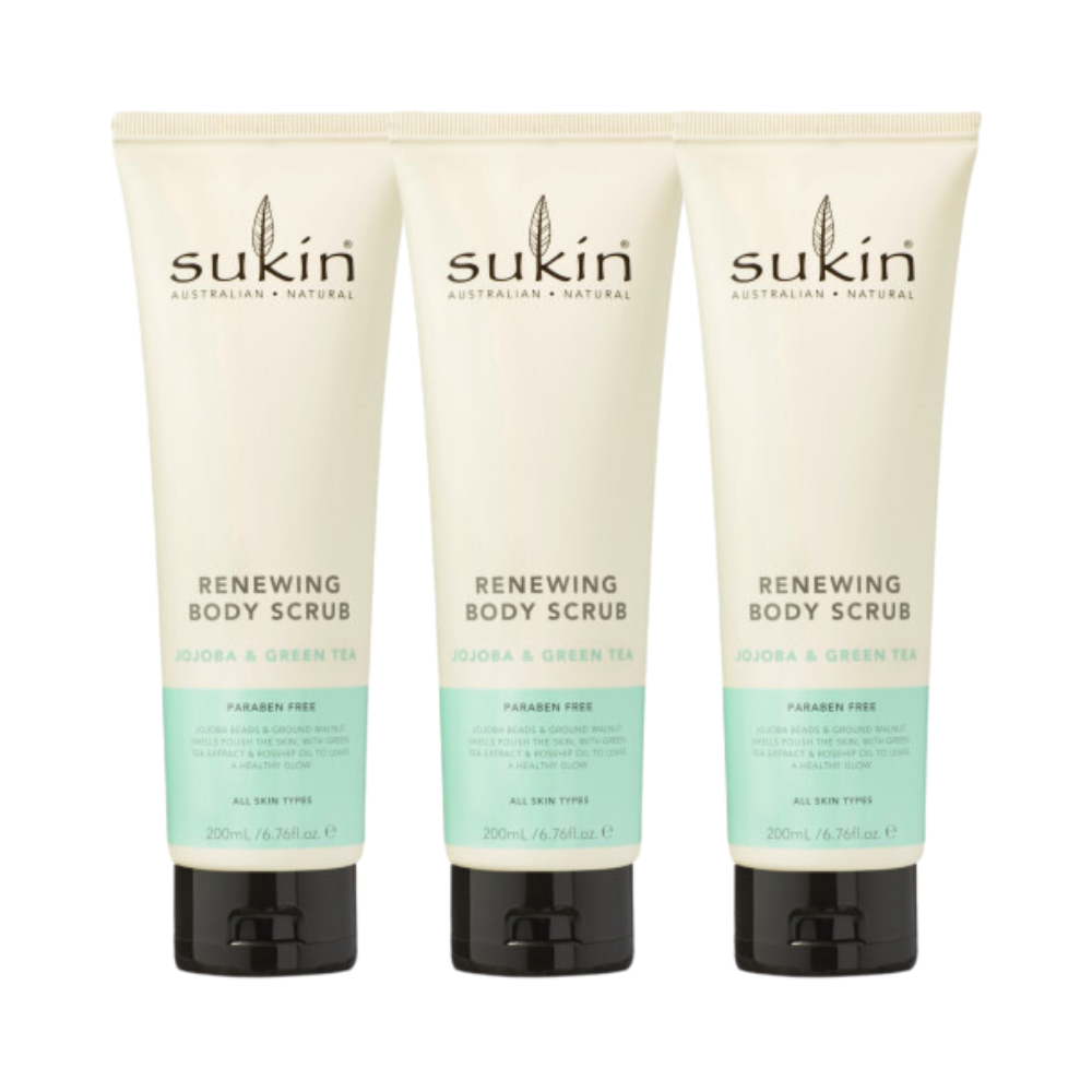 3 x Sukin Renewing Body Scrub Green Tea & Jojoba 200mL