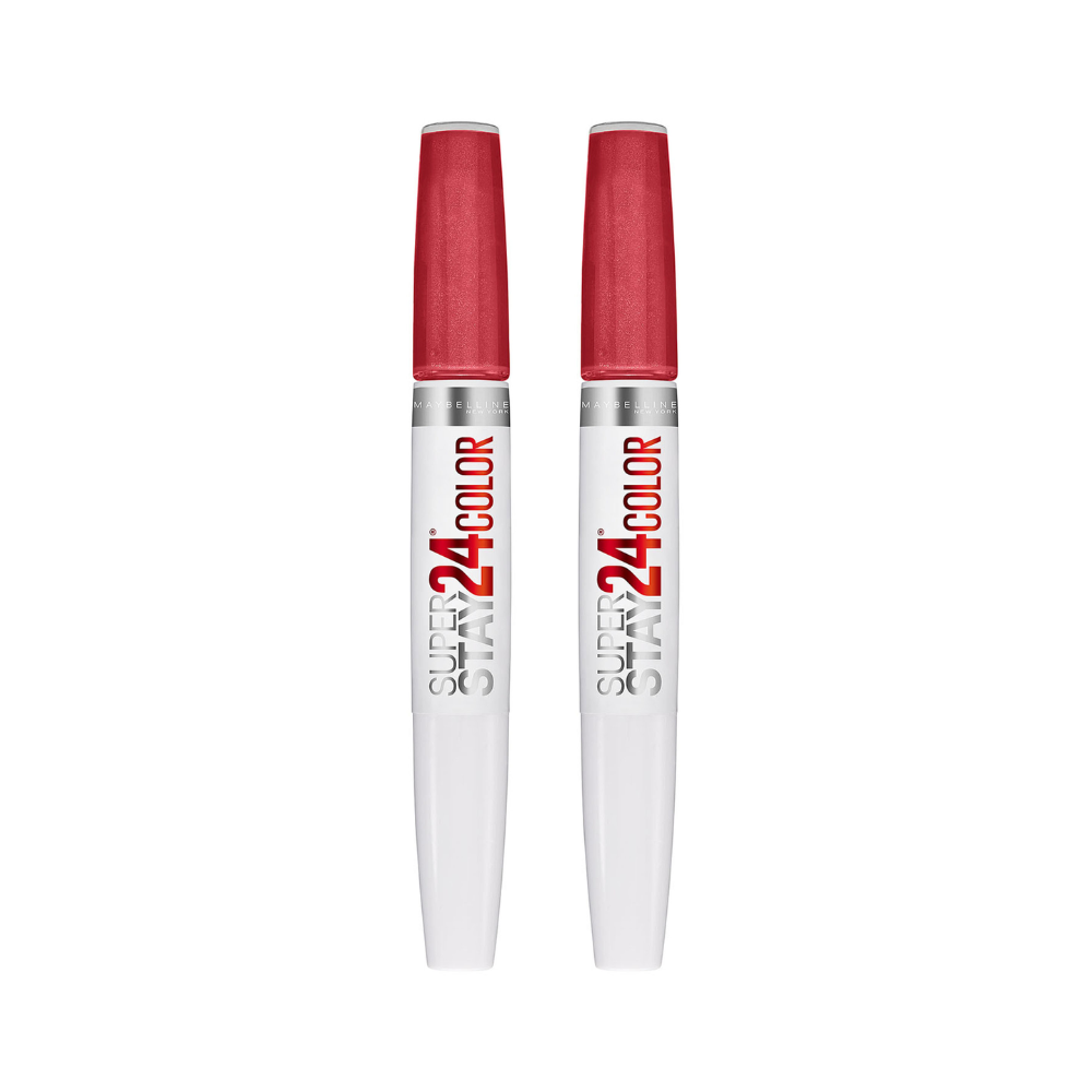 2 x Maybelline SuperStay 2-Step 24HR Color Liquid Lipstick 4.1mL - 020 Continuous Coral