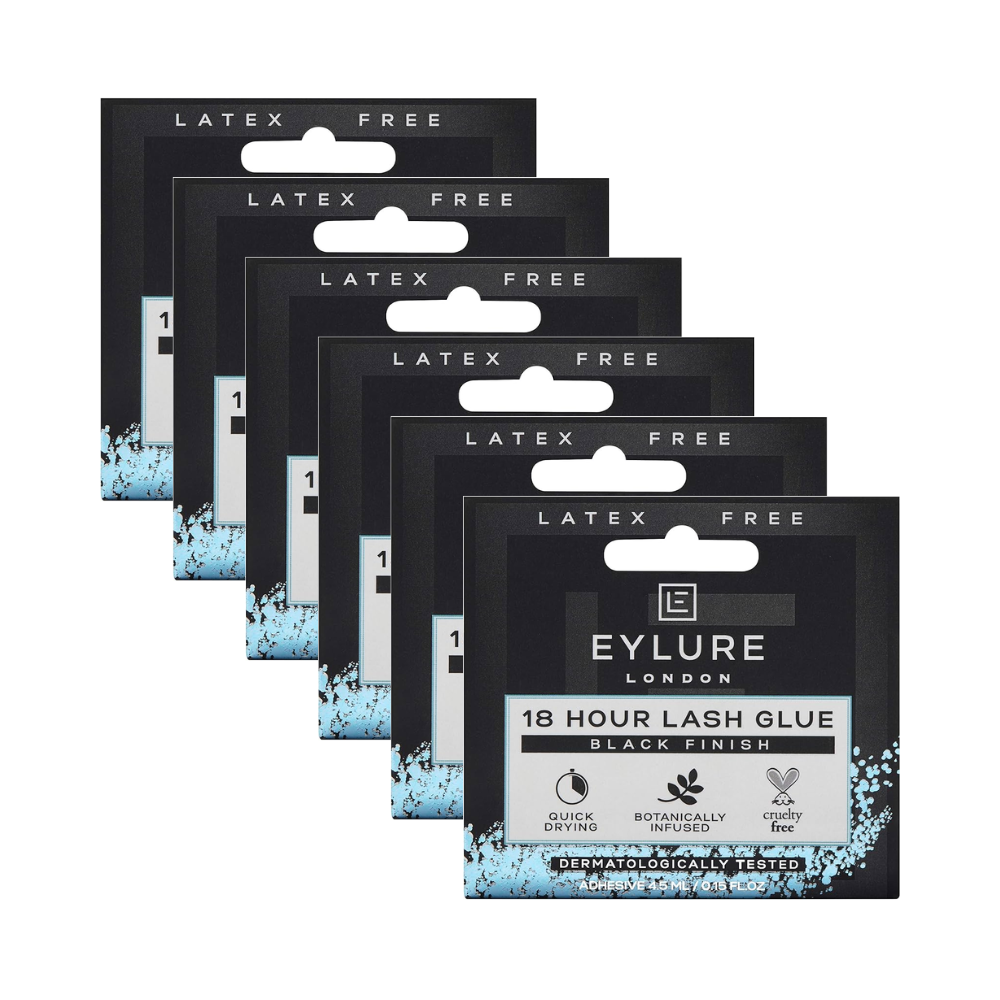 6 x Eylure London 18 Hour Lash Glue 4.5mL - Black Finish