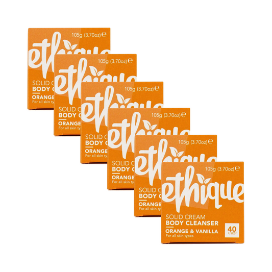 6 x Ethique Solid Cream Body Cleanser Orange & Vanilla 105g