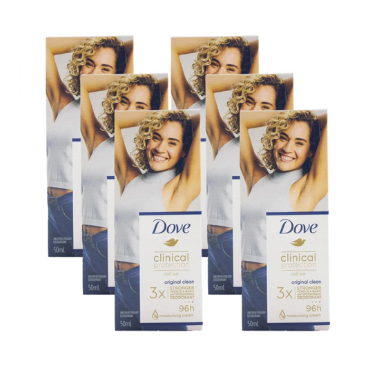 6 x Dove Clinical Protection Roll On Deodorant Original Clean 50mL
