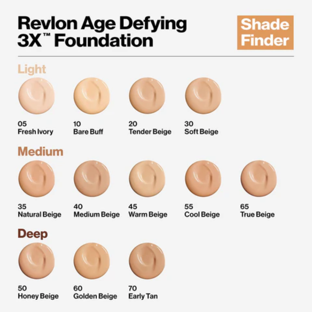 2 x Revlon Age Defying 3X Foundation 30mL - 40 Medium Beige