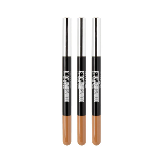 3 x Maybelline Brow Natural Duo 2 In 1 Pencil And Powder 0.65g - Light Brown