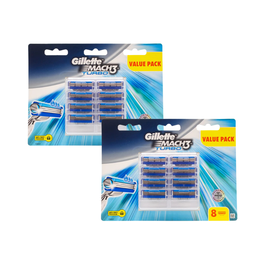 2 x Gillette Razors Mach3 Turbo 8 Pack