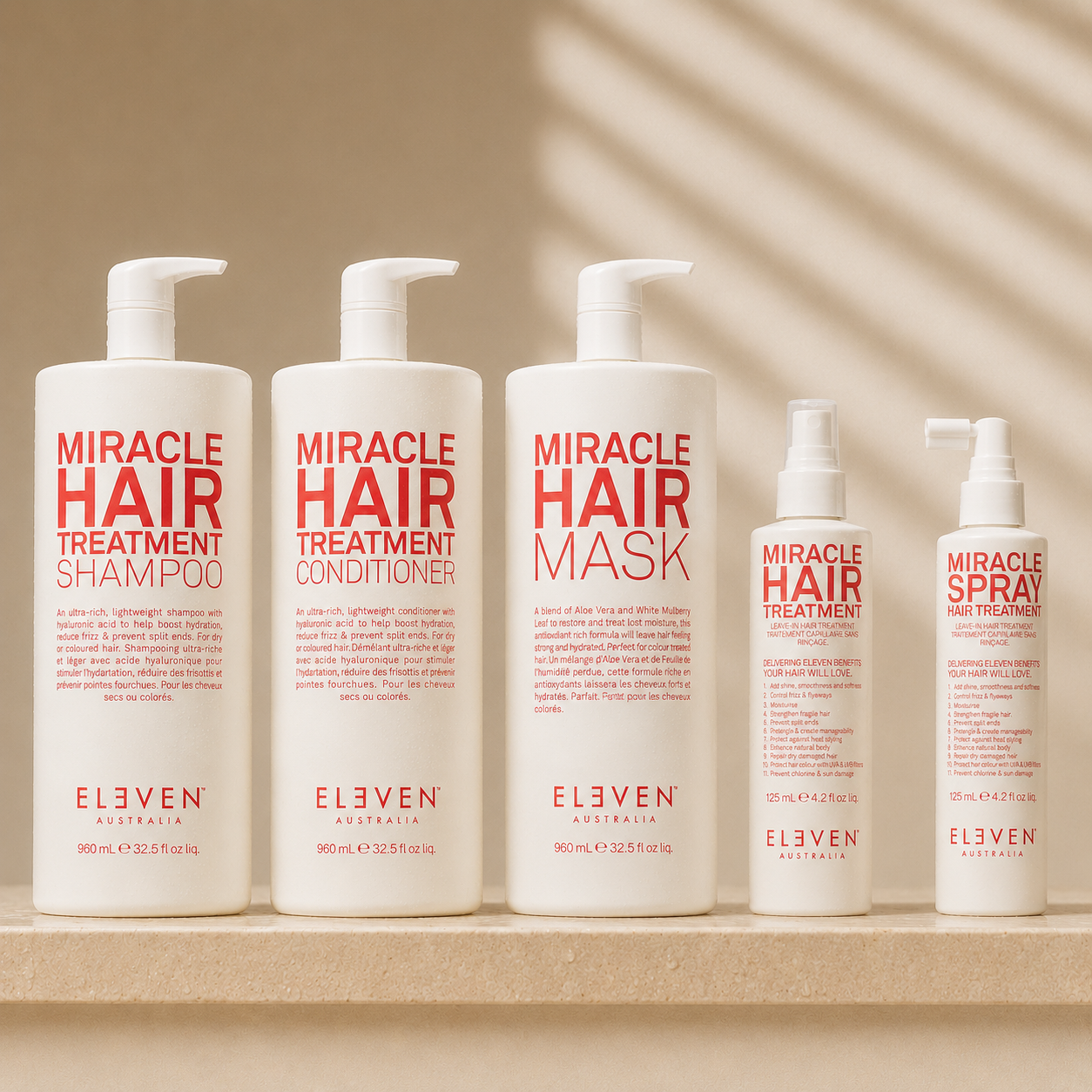 Eleven Australia Miracle Hair Treatment Shampoo & Conditioner 960mL Duo