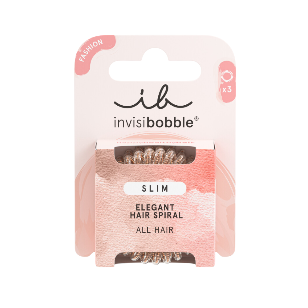 Invisibobble Slim Elegant Spiral Traceless Hair Ties 3Pk - Of Bronze and Beads