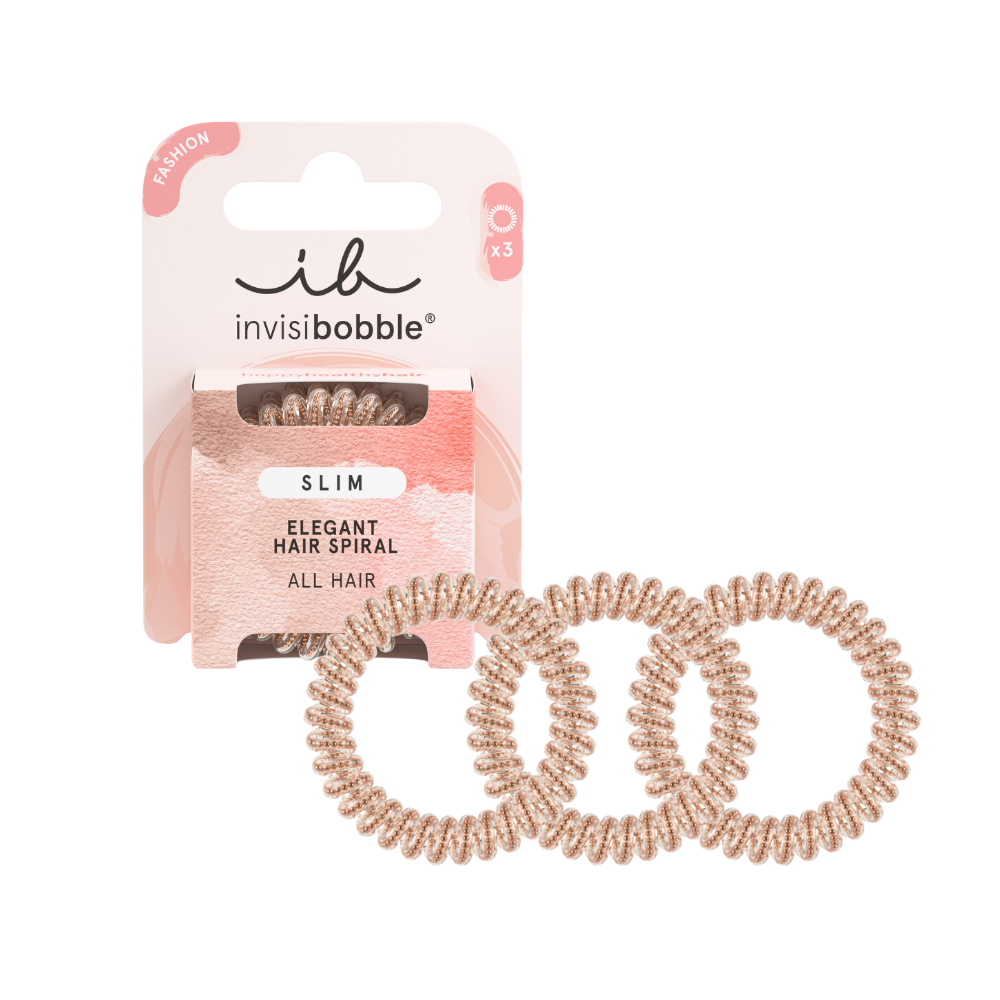 Invisibobble Slim Elegant Spiral Traceless Hair Ties 3Pk - Of Bronze and Beads