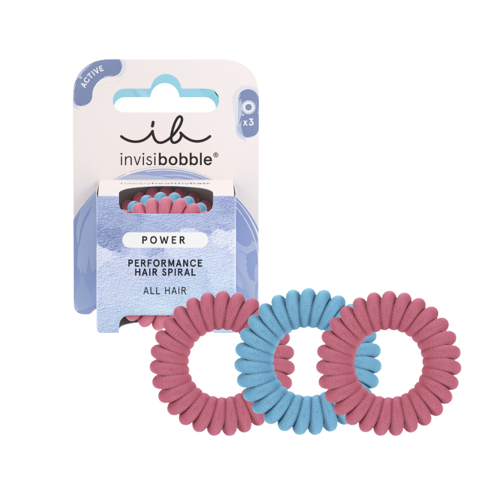 Invisibobble Power Performance Spiral Hair Ties 3Pk - Fluffy Rose and Ice