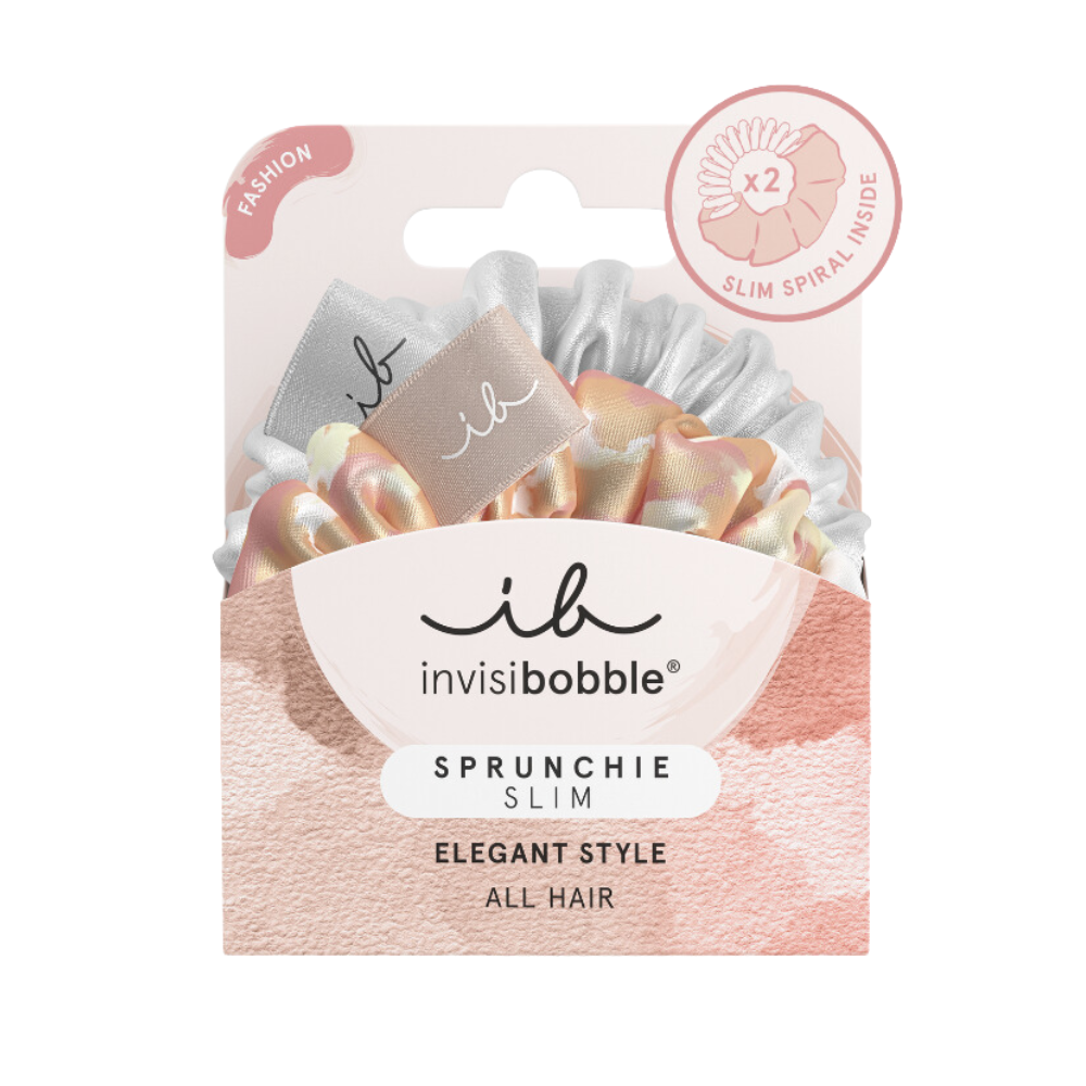 Invisibobble Sprunchie Slim Spiral Scrunchie 2Pk - Bella Chrome