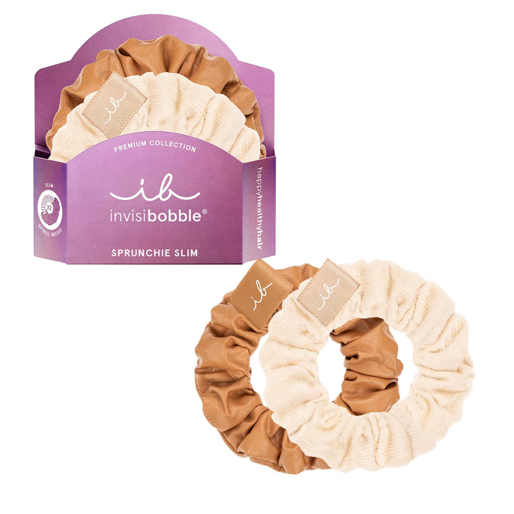 Invisibobble Sprunchie Slim Premium Spiral Scrunchie 2Pk - Creme De Caramel