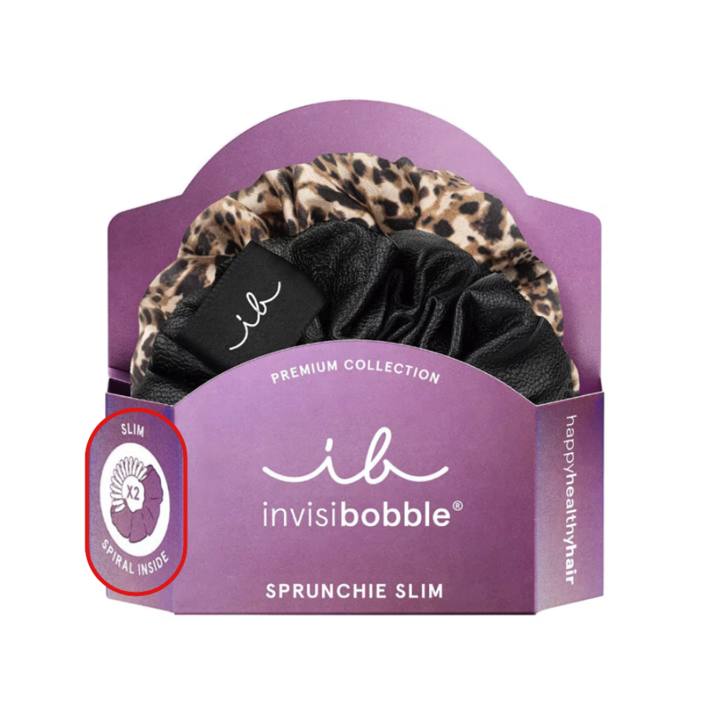 Invisibobble Sprunchie Slim Premium Spiral Scrunchie 2Pk - Leo Is The New Black