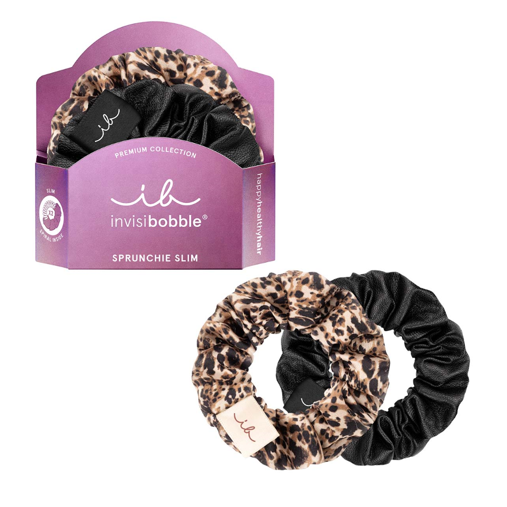 Invisibobble Sprunchie Slim Premium Spiral Scrunchie 2Pk - Leo Is The New Black