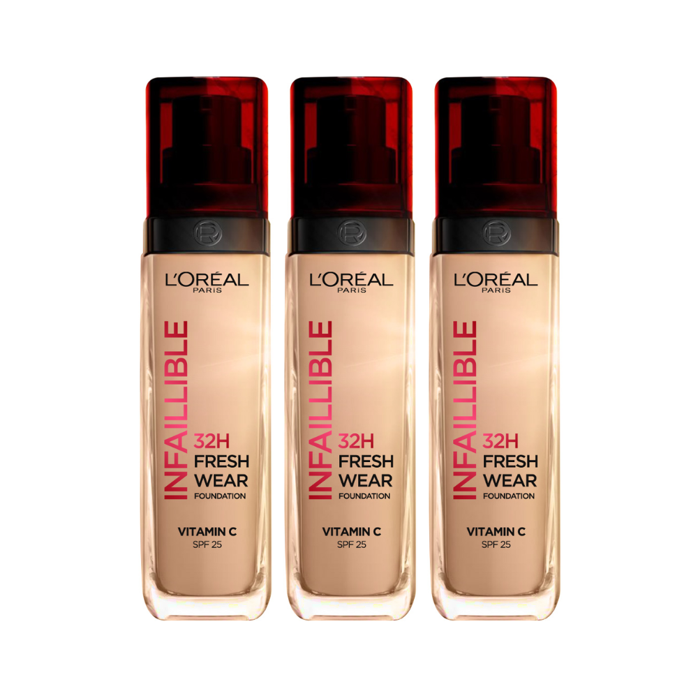 3 x L'Oreal Paris Infaillible 32H Fresh Wear Liquid Foundation 30mL - 145