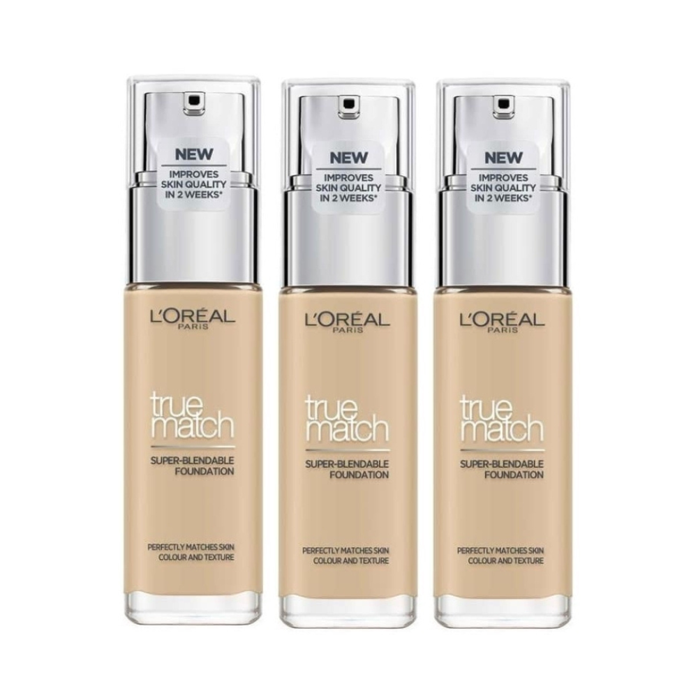 3 x L'Oreal Paris True Match Super Blendable Liquid Foundation 30mL - 1.5.N Linen