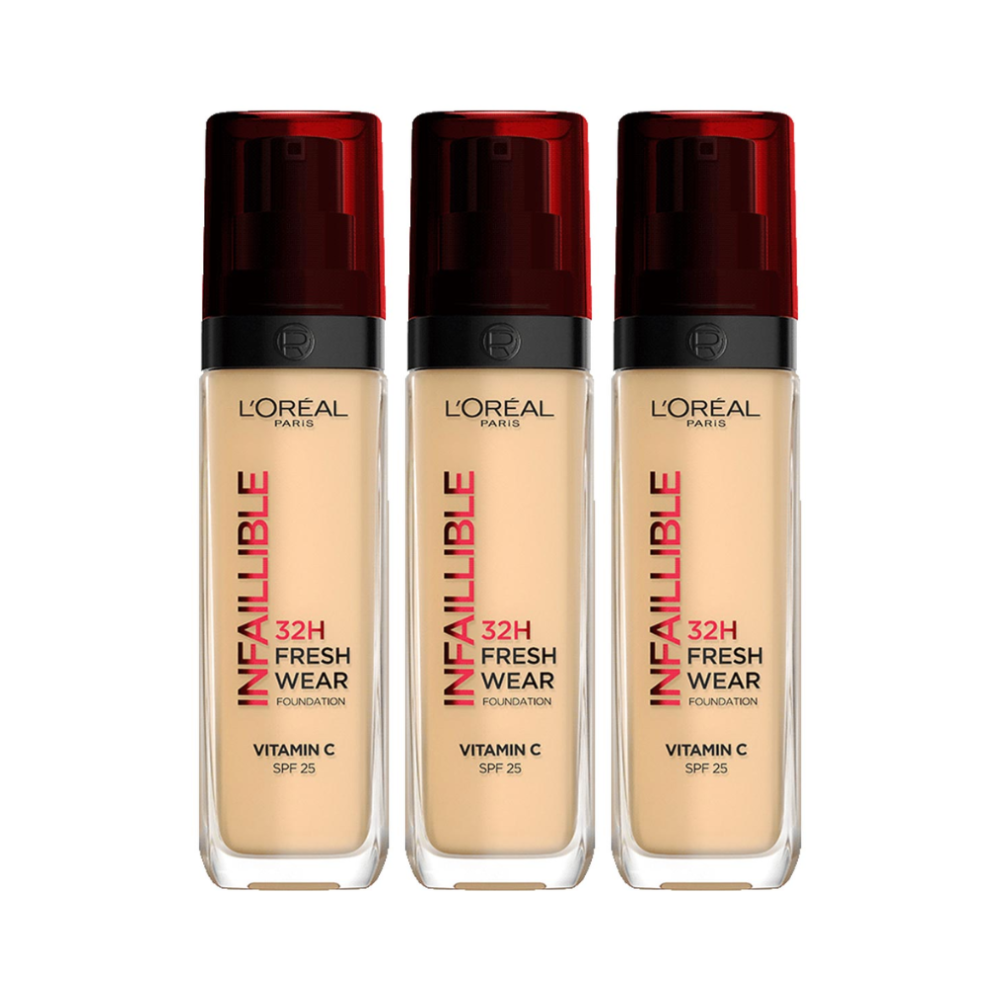 3 x L'Oreal Paris Infaillible 32H Fresh Wear Liquid Foundation 30mL - 130