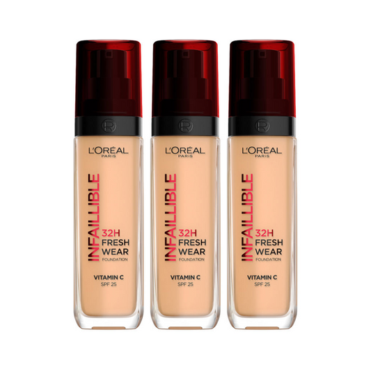 3 x L'Oreal Paris Infaillible 32H Fresh Wear Liquid Foundation 30mL - 140