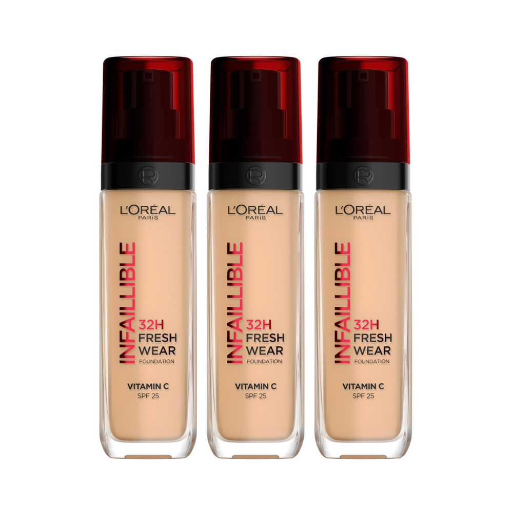 3 x L'Oreal Paris Infaillible 32H Fresh Wear Liquid Foundation 30mL - 220