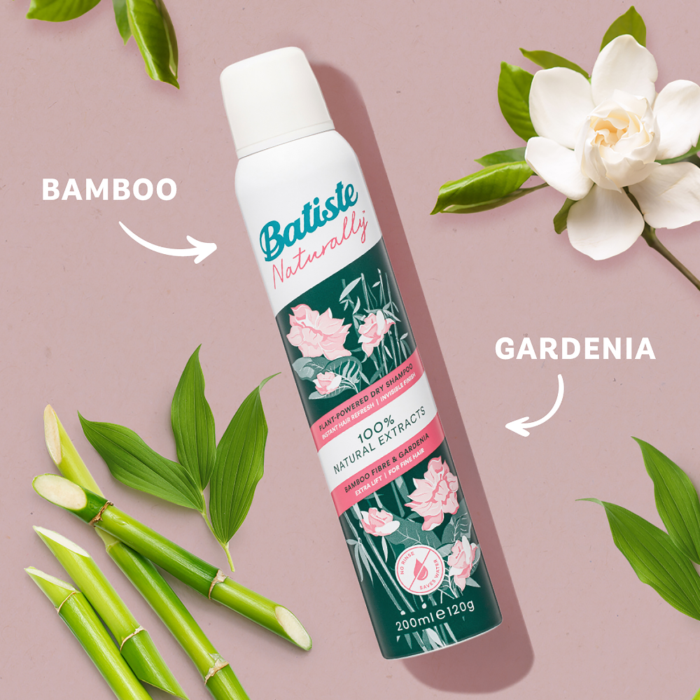 6 x Batiste Naturally Dry Shampoo Bamboo Fibre And Gardenia 200mL
