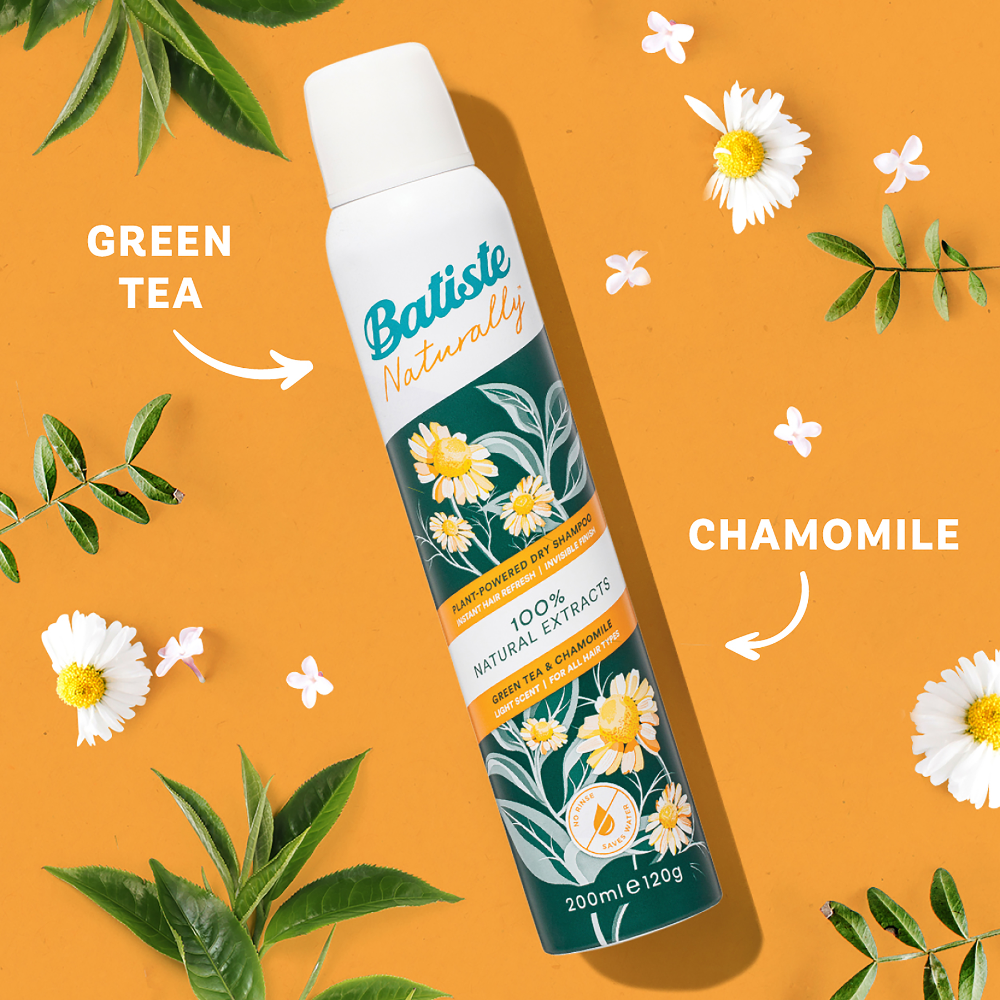 6 x Batiste Naturally Dry Shampoo Green Tea & Chamomile 200mL