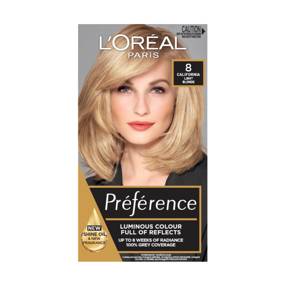 3 x L'Oreal Paris Preference Permanent Hair Colour - 8 California Light Blonde