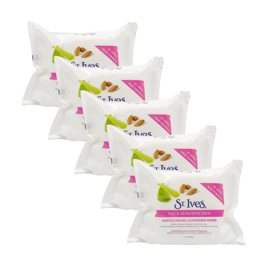 5 x St Ives Gentle Facial Cleansing Wipes Dry & Sensitive Skin 35 Pack