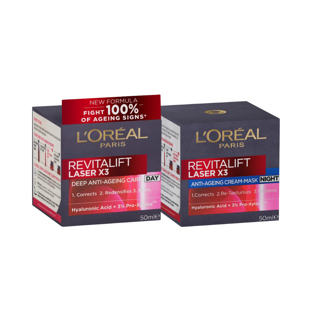 L'Oreal Paris Revitalift Laser X3 Anti-Ageing Day Cream & Night Cream-Mask 50mL Duo