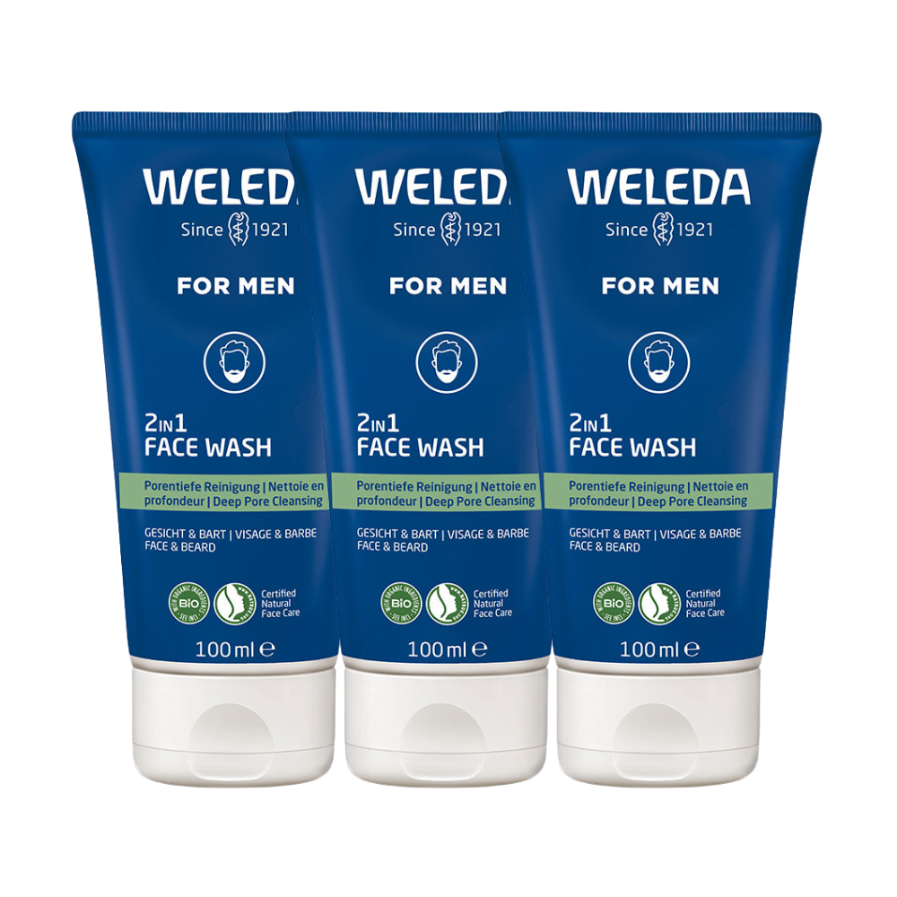 3 x Weleda Men 2 in 1 Face Wash 100mL