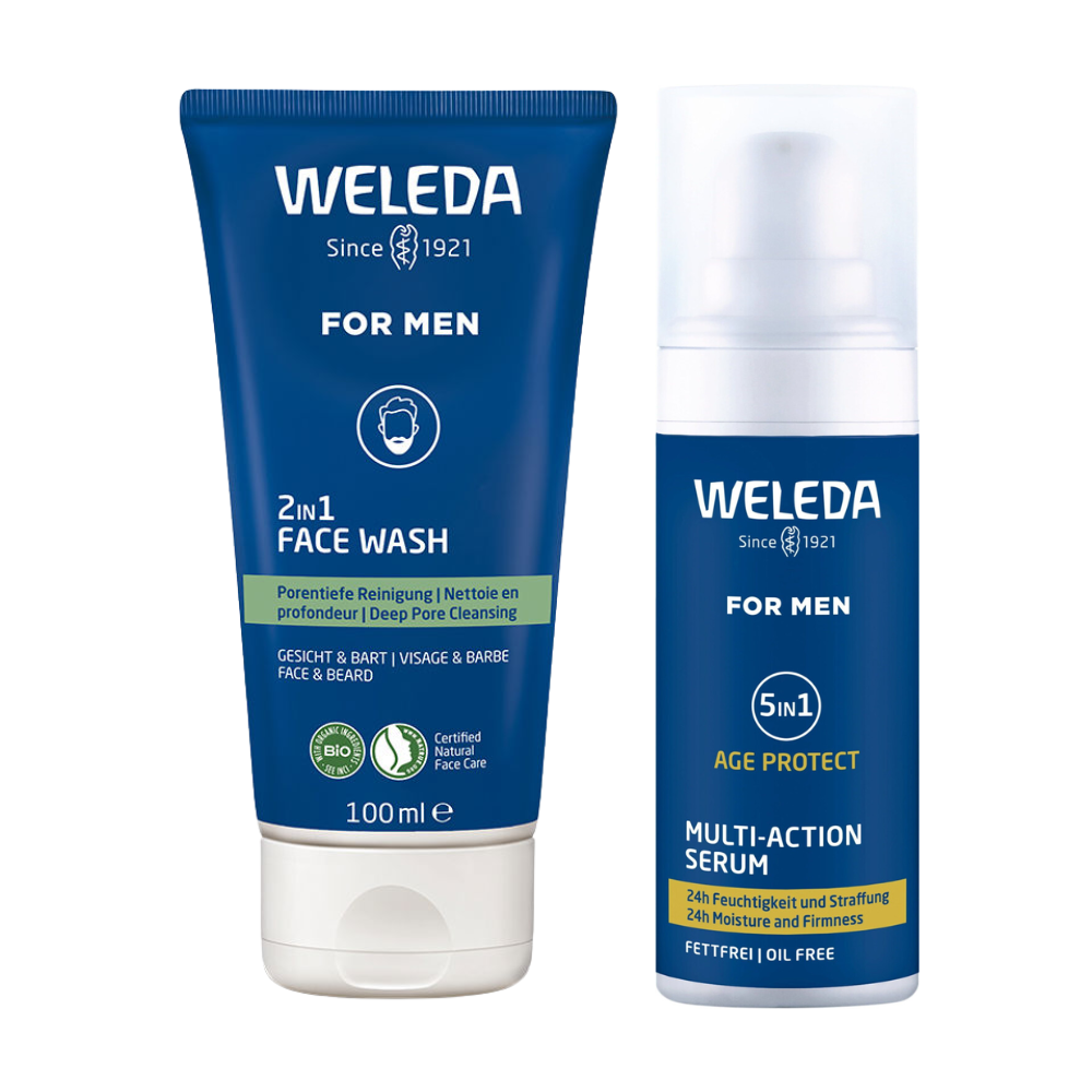 Weleda Men Face Wash 100mL & Multi-Action Serum 30mL Duo