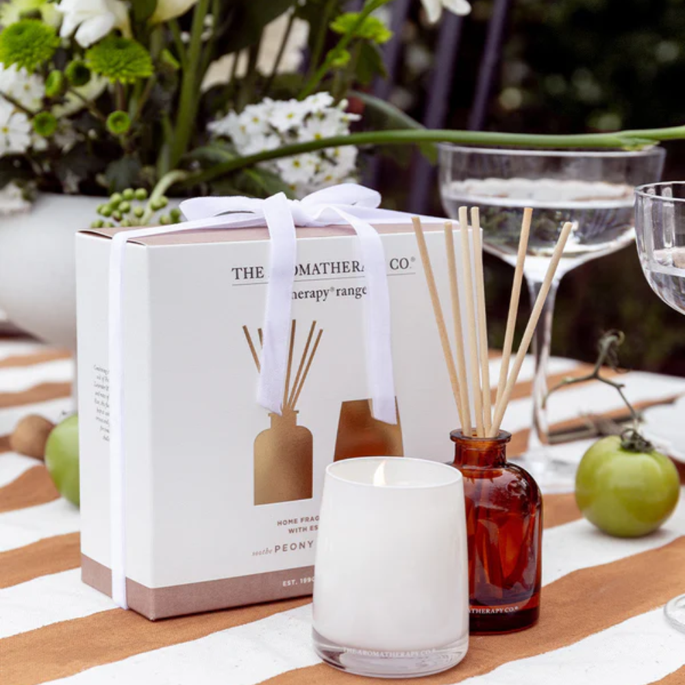The Aromatherapy Co. Therapy Mini Candle & Diffuser Gift Set - Peony & Petitgrain