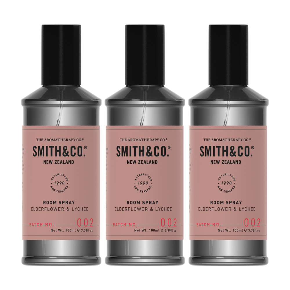 3 x The Aromatherapy Co. Smith And Co. Room Spray 100mL - Elderflower & Lychee