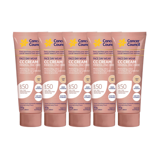 5 x Cancer Council Face Day Wear CC Cream SPF50 50g - Light Tint