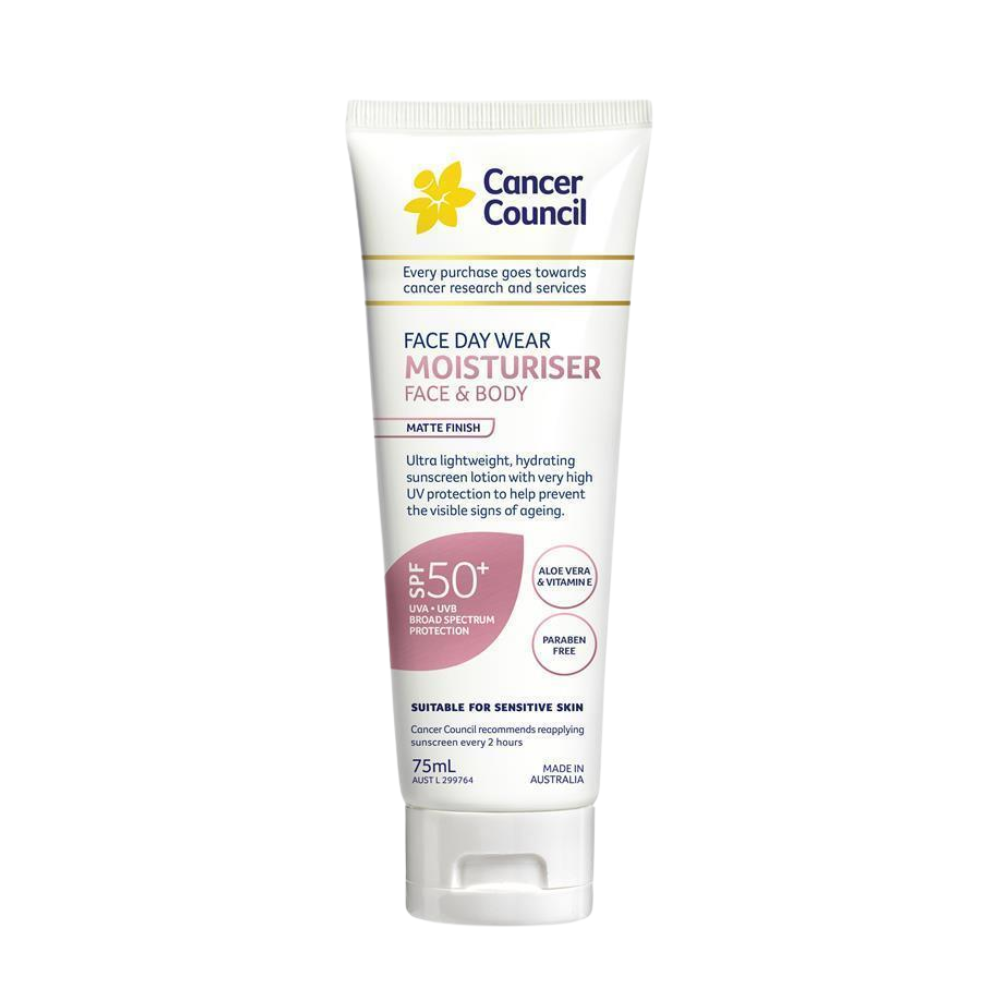 6 x Cancer Council Face Day Wear Face & Body Moisturiser SPF50+ Matte Finish 75mL