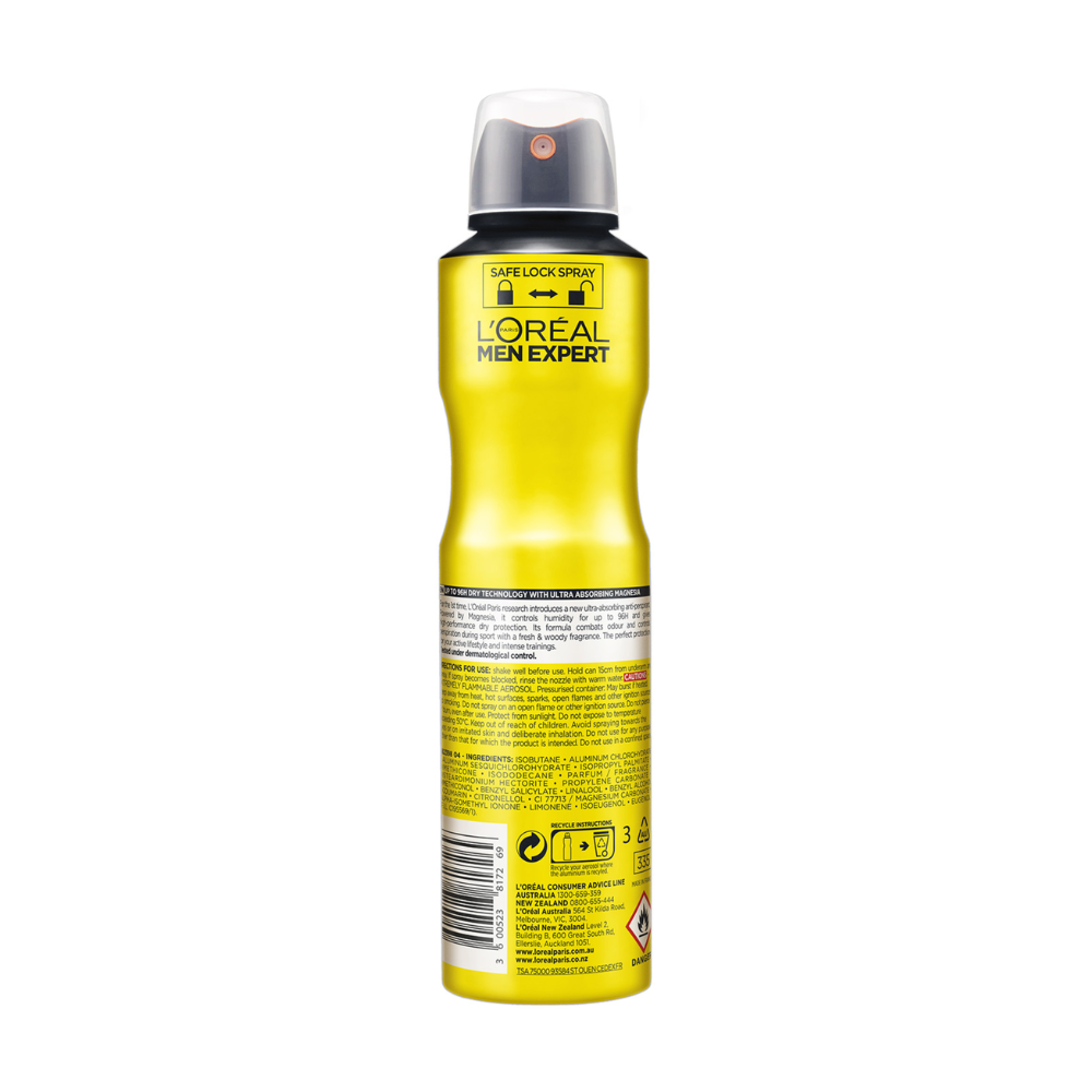 6 x L'Oreal Paris Men Expert Invincible Sport 96HR Antiperspirant Spray Deodorant 250mL